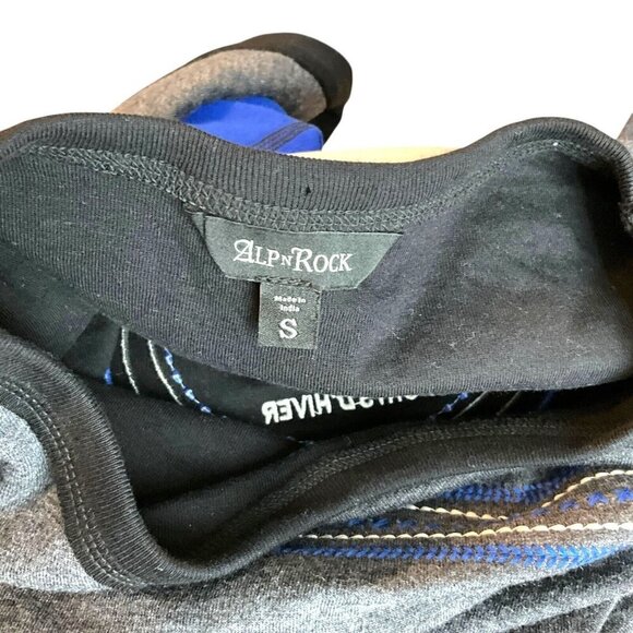 Alp'n'Rock Size S Chamonix Crew Top Grey Blue Edelweiss Emblem Long Sleeve - Picture 9 of 11